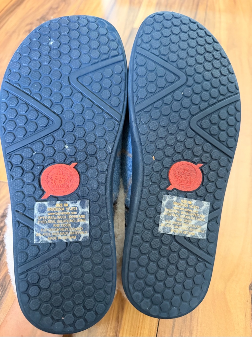 Born Blue Plaid Cozy Slip-On Slippers with Cream Cuff - Picture 5 of 7